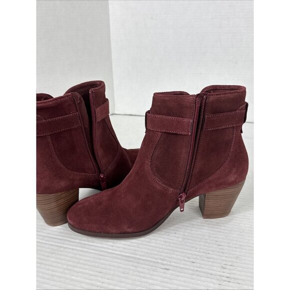 Diba Sleek Bootie Boot Women's 8M Burgundy Suede Stacked Heel NWOB 9336 - Picture 12 of 14